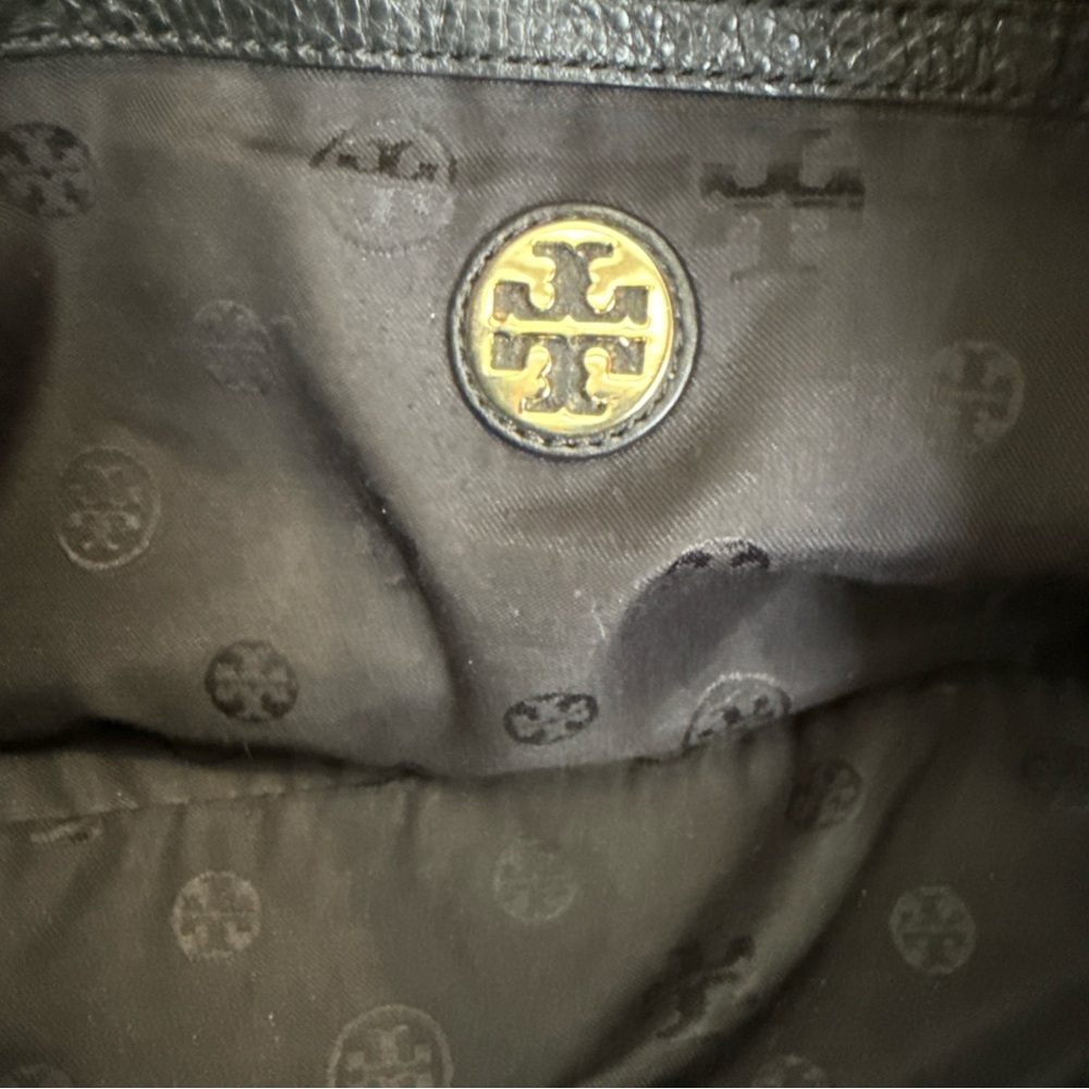 Tory Burch Tote Handbag Shoulder Bag Black Pebbled Leather Read F - Picture 14 of 14